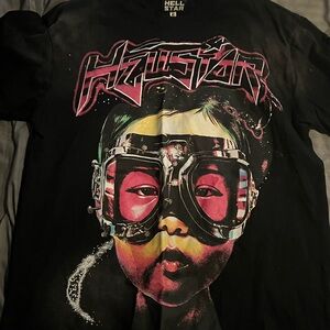 Kids Black Graphic Tee with Pink Accent